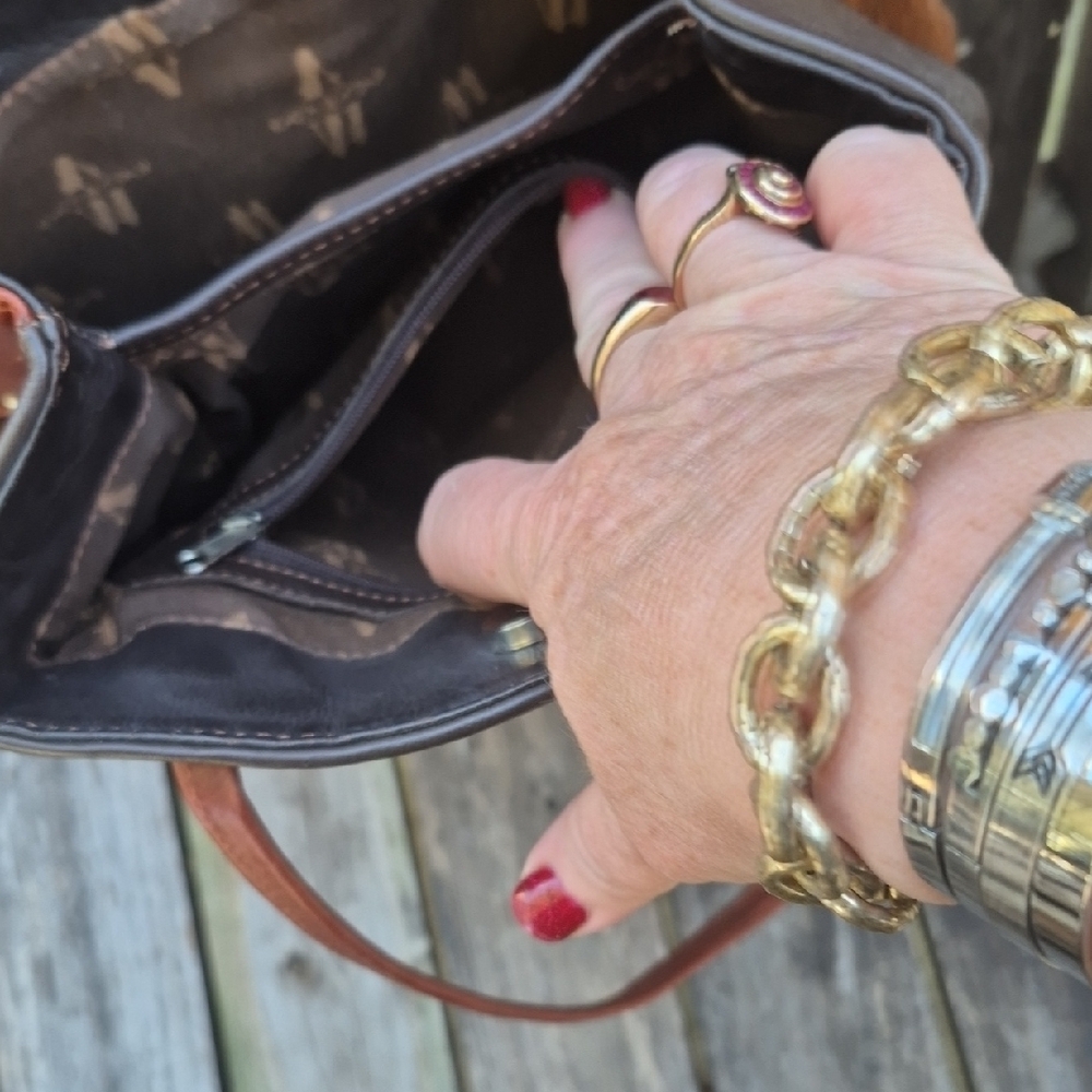 American West Rich Brown Leather and Fur Shoulder Bag - Picture 9 of 12